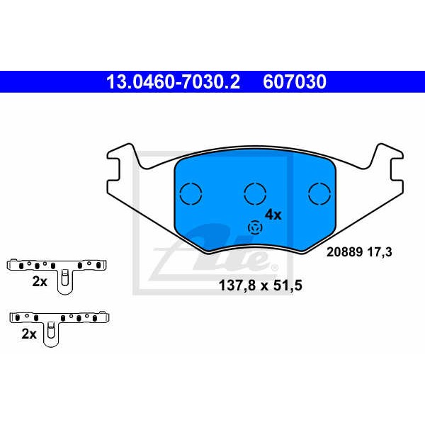 Слика на плочки ATE 13.0460-7030.2 за VW Jetta 2 (19E,1G2) 1.3 - 58 коњи бензин