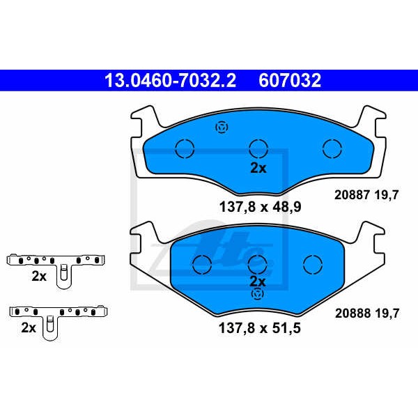 Слика на плочки ATE 13.0460-7032.2 за VW Golf 3 (1H1) 1.8 - 90 коњи бензин