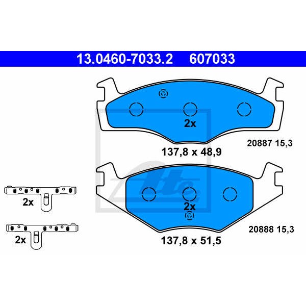 Слика на плочки ATE 13.0460-7033.2 за VW Scirocco (53B) 1.8 - 90 коњи бензин