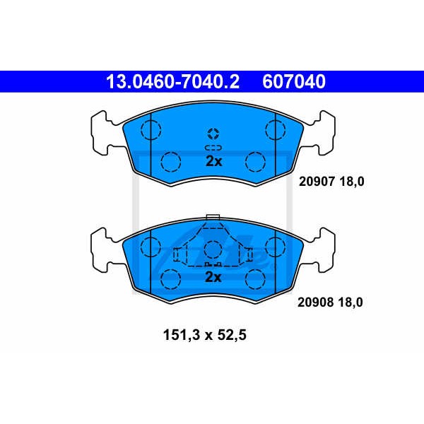 Слика на плочки ATE 13.0460-7040.2 за Ford Scorpio 1 Saloon (GGE) 2.4 i - 125 коњи бензин