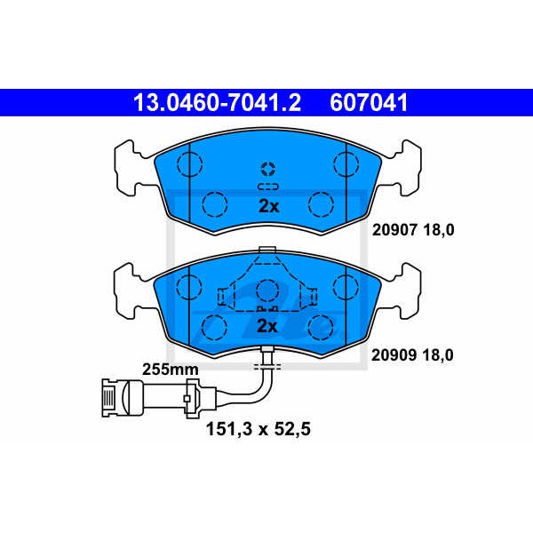 Слика на плочки ATE 13.0460-7041.2 за Ford Scorpio 1 Saloon (GGE) 2.5 TD - 92 коњи дизел