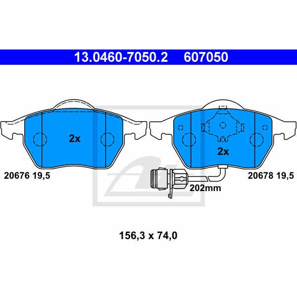 Слика на плочки ATE 13.0460-7050.2 за Audi 100 Avant (4A, C4) 2.8 E - 174 коњи бензин