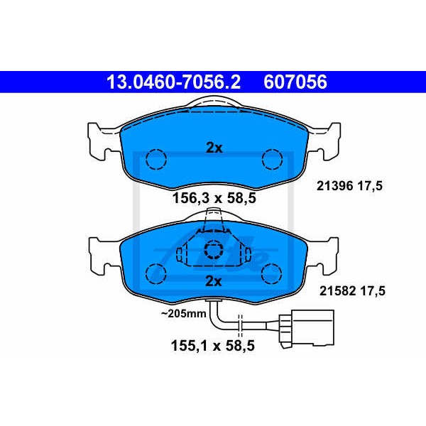 Слика на плочки ATE 13.0460-7056.2 за Ford Mondeo 1 Saloon (GBP) 1.8 4x4 - 116 коњи бензин