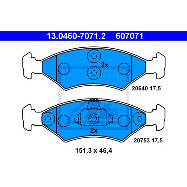 Слика на плочки ATE 13.0460-7071.2 за Ford Escort \'86 Courrier (AVF) 1.4 i - 73 коњи бензин