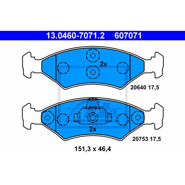 Слика на плочки ATE 13.0460-7071.2 за Ford Fiesta 3 (gfj) 1.6 - 88 коњи бензин
