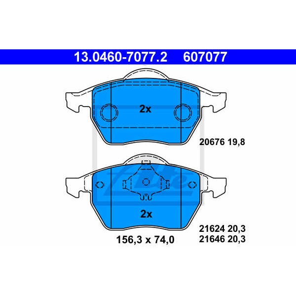 Слика на плочки ATE 13.0460-7077.2 за VW Passat 4 Sedan (B5,3b2) 2.5 TDI - 150 коњи дизел