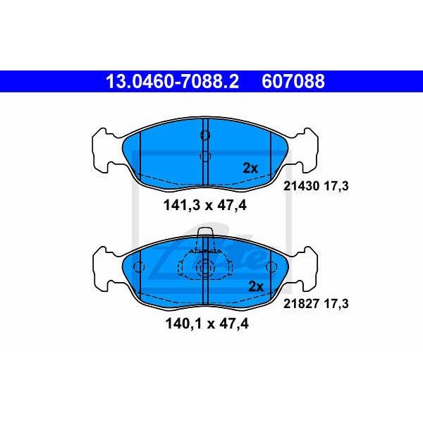 Слика на плочки ATE 13.0460-7088.2 за Peugeot 106 (1A,1C) 1.4 - 75 коњи бензин