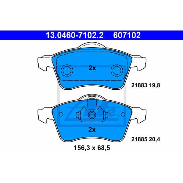 Слика на плочки ATE 13.0460-7102.2 за VW Transporter T4 Bus 2.4 D Syncro - 78 коњи дизел