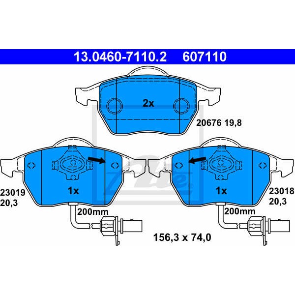 Слика на плочки ATE 13.0460-7110.2 за Audi A4 Avant (8ED, B7) 2.0 TDI - 170 коњи дизел