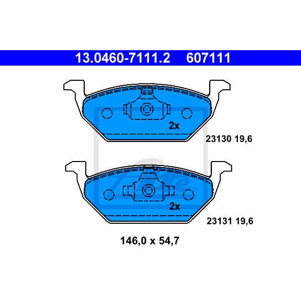 Слика на плочки ATE 13.0460-7111.2 за Seat Toledo 2 Saloon (1M2) 2.3 V5 - 150 коњи бензин