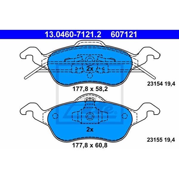 Слика на плочки ATE 13.0460-7121.2 за Ford Focus (daw,dbw) 1.4 16V - 75 коњи бензин