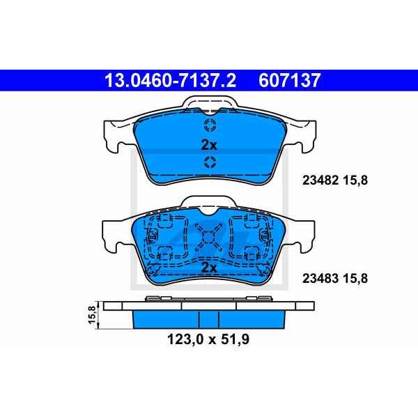 Слика на плочки ATE 13.0460-7137.2 за Renault Espace 4 (JK0) 2.0 Turbo (JK0B, JK0N) - 163 коњи бензин