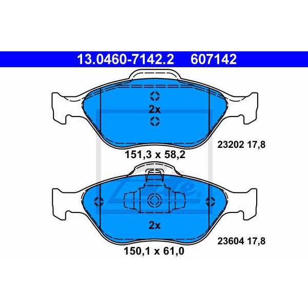 Слика на плочки ATE 13.0460-7142.2 за Ford Fiesta 5 (jh,jd) 1.25 16V - 70 коњи бензин