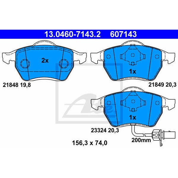 Слика на плочки ATE 13.0460-7143.2 за VW Sharan (7m) 2.8 VR6 Syncro - 174 коњи бензин