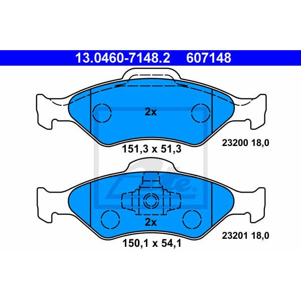 Слика на плочки ATE 13.0460-7148.2 за Ford Fiesta 4 (ja,jb) 1.25 i 16V - 75 коњи бензин