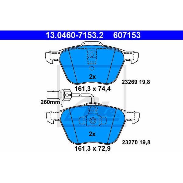 Слика на плочки ATE 13.0460-7153.2 за VW Sharan (7m) 2.8 VR6 Syncro - 174 коњи бензин