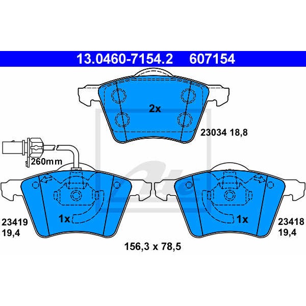 Слика на плочки ATE 13.0460-7154.2 за Seat Alhambra (7V8,7V9) 1.9 TDI - 115 коњи дизел