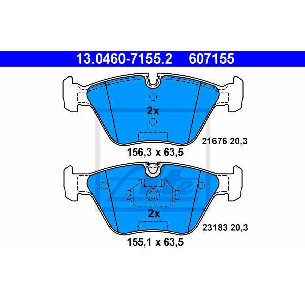 Слика на плочки ATE 13.0460-7155.2 за BMW 3 Coupe E46 330 Cd - 204 коњи дизел