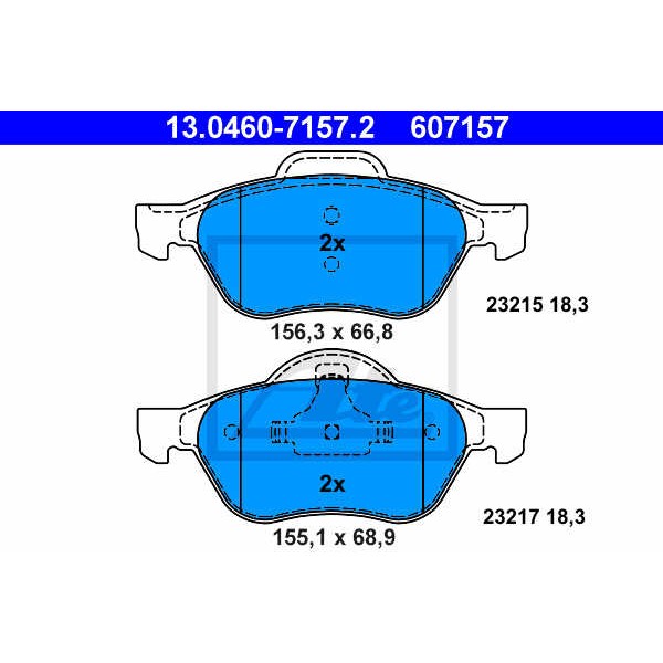 Слика на плочки ATE 13.0460-7157.2 за Renault Laguna 2 Sport Tourer (KG0-1) 1.9 dCi (KG1V) - 130 коњи дизел