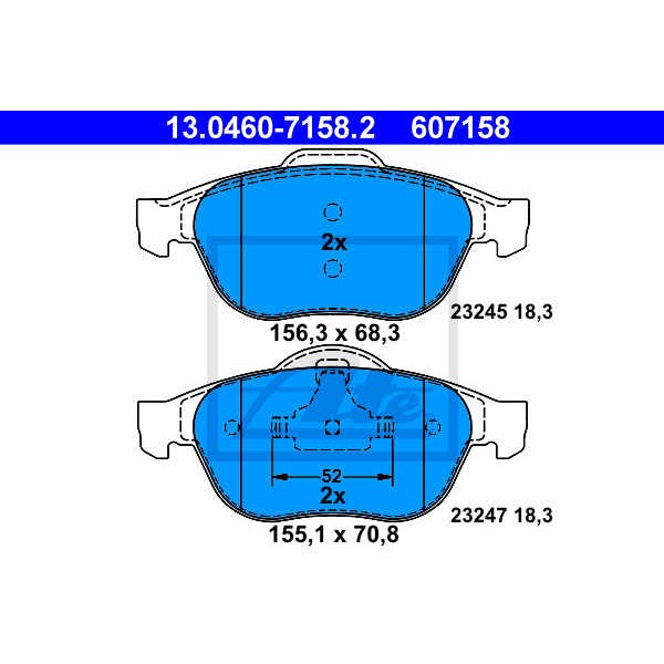 Слика на плочки ATE 13.0460-7158.2 за Renault Laguna 2 Grandtour (KG0-1) 1.9 dCi (KG12) - 116 коњи дизел