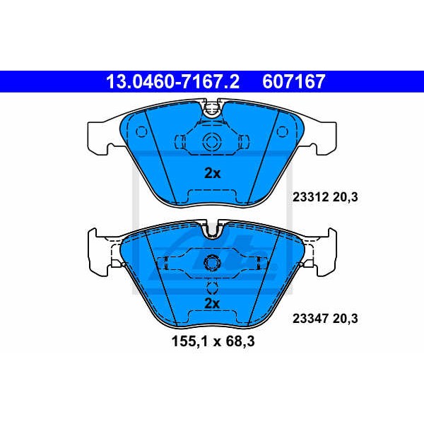 Слика на плочки ATE 13.0460-7167.2 за BMW 5 Sedan E60 530 i - 272 коњи бензин