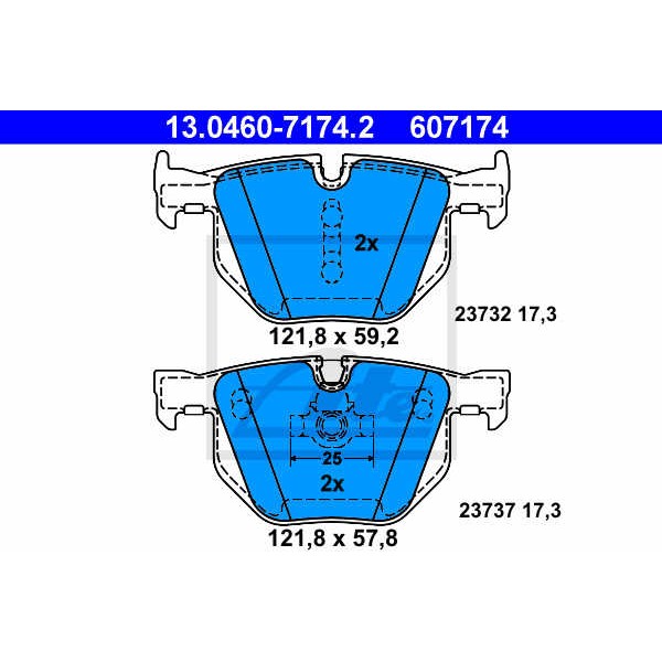 Слика на плочки ATE 13.0460-7174.2 за BMW 5 Sedan E60 530 i - 272 коњи бензин