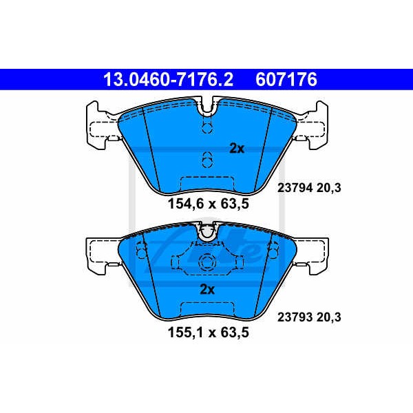 Слика на плочки ATE 13.0460-7176.2 за BMW 5 Touring E61 523 i - 177 коњи бензин