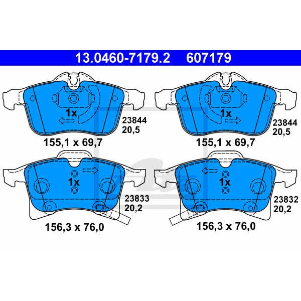 Слика на плочки ATE 13.0460-7179.2 за Opel Adam 1.4 S - 150 коњи бензин