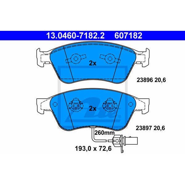 Слика на плочки ATE 13.0460-7182.2 за VW Phaeton (3D2) 3.0 V6 TDI 4motion - 240 коњи дизел