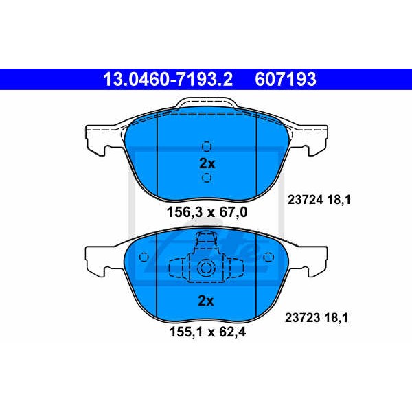 Слика на плочки ATE 13.0460-7193.2 за Volvo C30 T5 - 220 коњи бензин