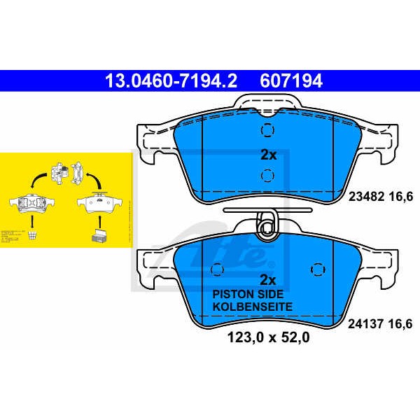 Слика на плочки ATE 13.0460-7194.2 за Ford Transit Connect (P65,P70,P80) 1.8 16V - 116 коњи бензин