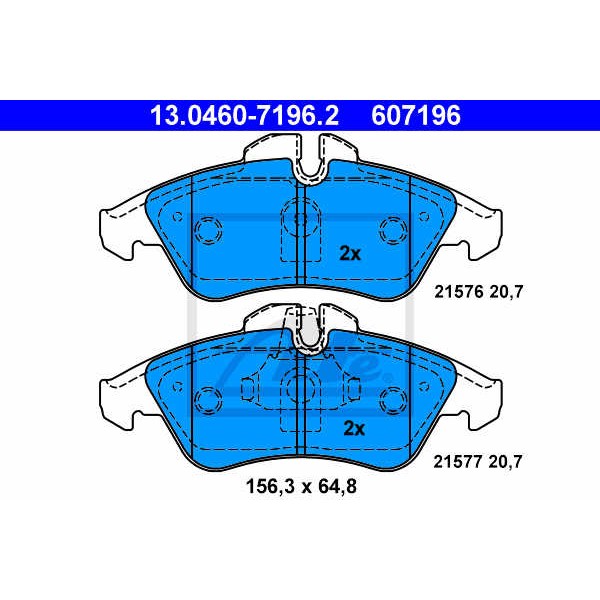 Слика на плочки ATE 13.0460-7196.2 за Mercedes Sprinter 4-t Platform (904) 410 D - 102 коњи дизел