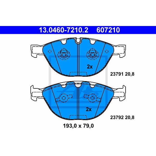 Слика на плочки ATE 13.0460-7210.2 за BMW 5 Sedan E60 535 d - 286 коњи дизел