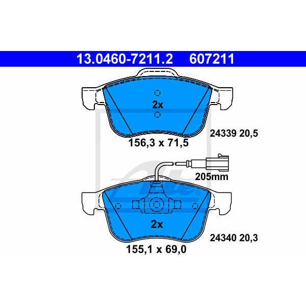 Слика на плочки ATE 13.0460-7211.2 за Alfa Romeo 159 Sedan 1.8 MPI - 140 коњи бензин