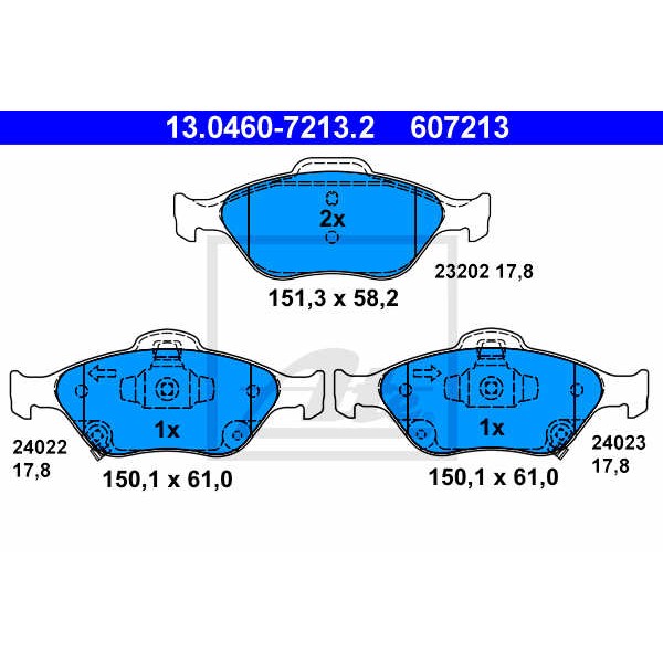 Слика на плочки ATE 13.0460-7213.2 за Toyota Yaris (P13) 1.0 - 69 коњи бензин