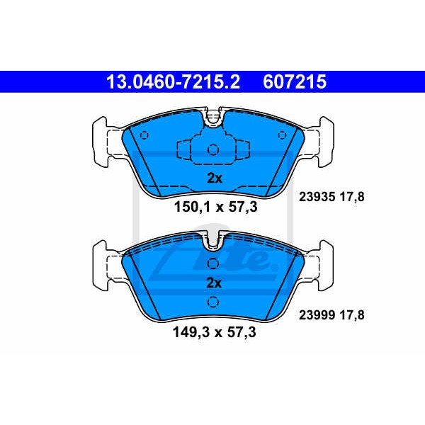 Слика на плочки ATE 13.0460-7215.2 за BMW 3 Sedan E90 320 i - 150 коњи бензин