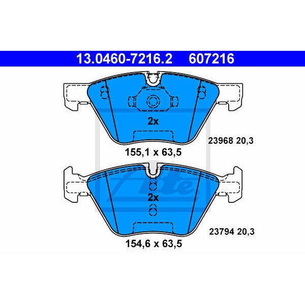 Слика на плочки ATE 13.0460-7216.2 за BMW 1 Cabrio E88 120 i - 170 коњи бензин