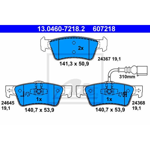 Слика на плочки ATE 13.0460-7218.2 за VW Transporter T5 Bus 1.9 TDI - 84 коњи дизел