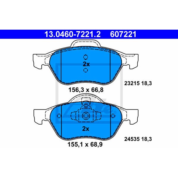 Слика на плочки ATE 13.0460-7221.2 за Renault Megane 2 Coupe-Cabriolet 1.9 dCi - 131 коњи дизел