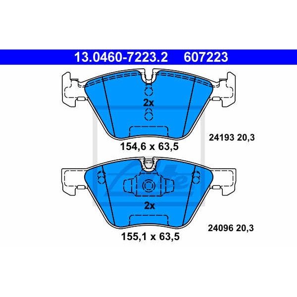 Слика на плочки ATE 13.0460-7223.2 за BMW 1 Cabrio E88 123 d - 204 коњи дизел