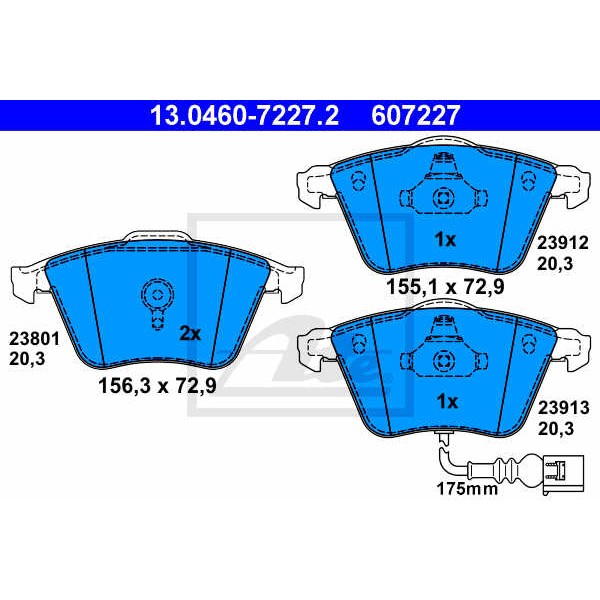 Слика на плочки ATE 13.0460-7227.2 за Seat Leon (1P1) 1.4 16V - 86 коњи бензин