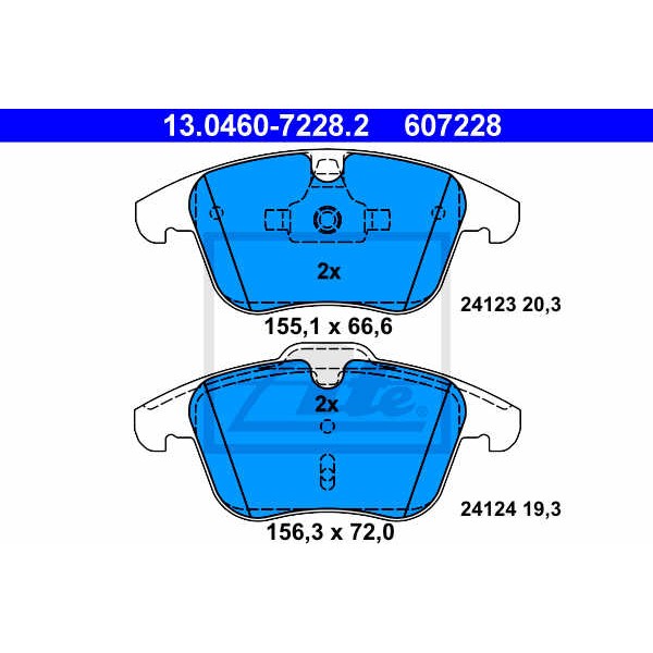 Слика на плочки ATE 13.0460-7228.2 за Ford Mondeo 4 Saloon 2.5 - 220 коњи бензин