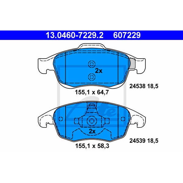 Слика на плочки ATE 13.0460-7229.2 за  Citroen Berlingo BOX 1.6 BlueHDi 100 4x4 - 99 коњи дизел