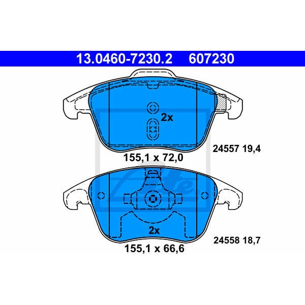 Слика на плочки ATE 13.0460-7230.2 за Citroen C4 Picasso UD 2.0 HDi 150 - 150 коњи дизел