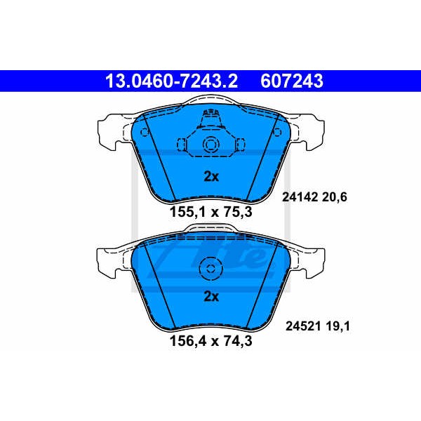 Слика на плочки ATE 13.0460-7243.2 за Ford S-Max 2.0 EcoBoost - 240 коњи бензин