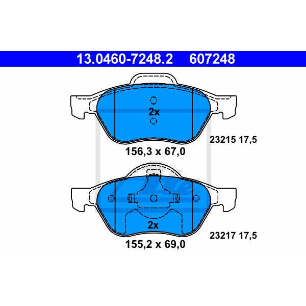 Слика на плочки ATE 13.0460-7248.2 за Renault Laguna 3 (BT0-1) 1.5 dCi (BT00, BT0A, BT0T, BT1J) - 110 коњи дизел