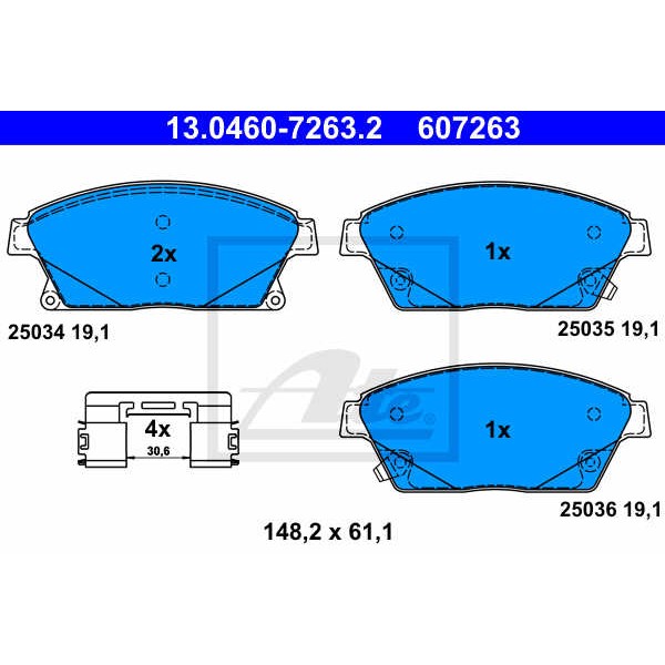 Слика на плочки ATE 13.0460-7263.2 за CHEVROLET CRUZE Hatchback 305 1.4 - 101 коњи бензин