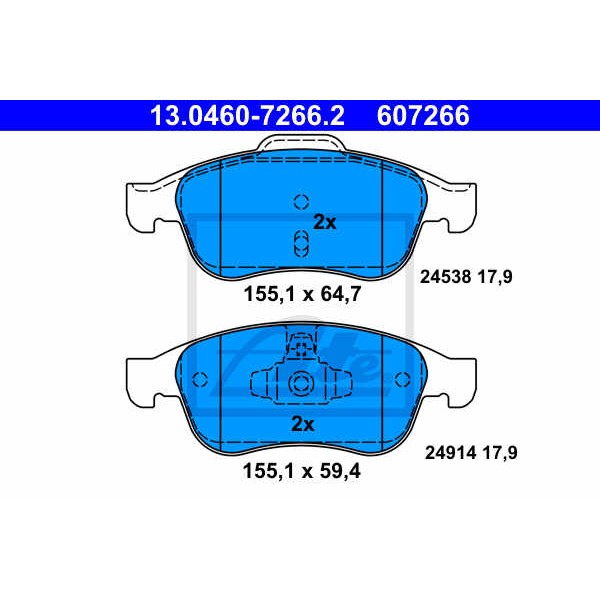 Слика на плочки ATE 13.0460-7266.2 за Renault Megane 3 Grandtour 1.5 dCi (KZ0C, KZ1A) - 90 коњи дизел