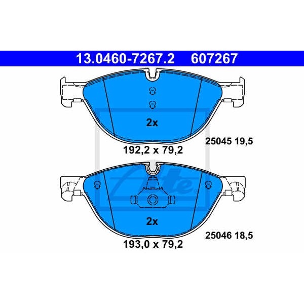 Слика на плочки ATE 13.0460-7267.2 за BMW 5 Sedan F10 535 i - 326 коњи бензин