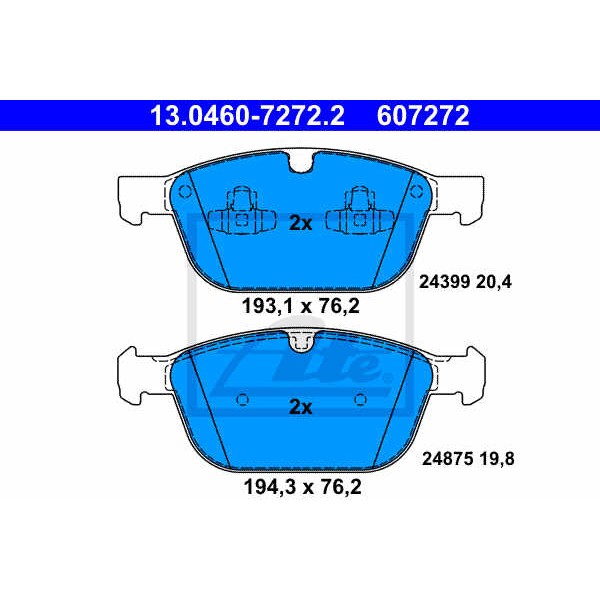 Слика на плочки ATE 13.0460-7272.2 за Volvo XC 90 Estate V8 - 316 коњи бензин